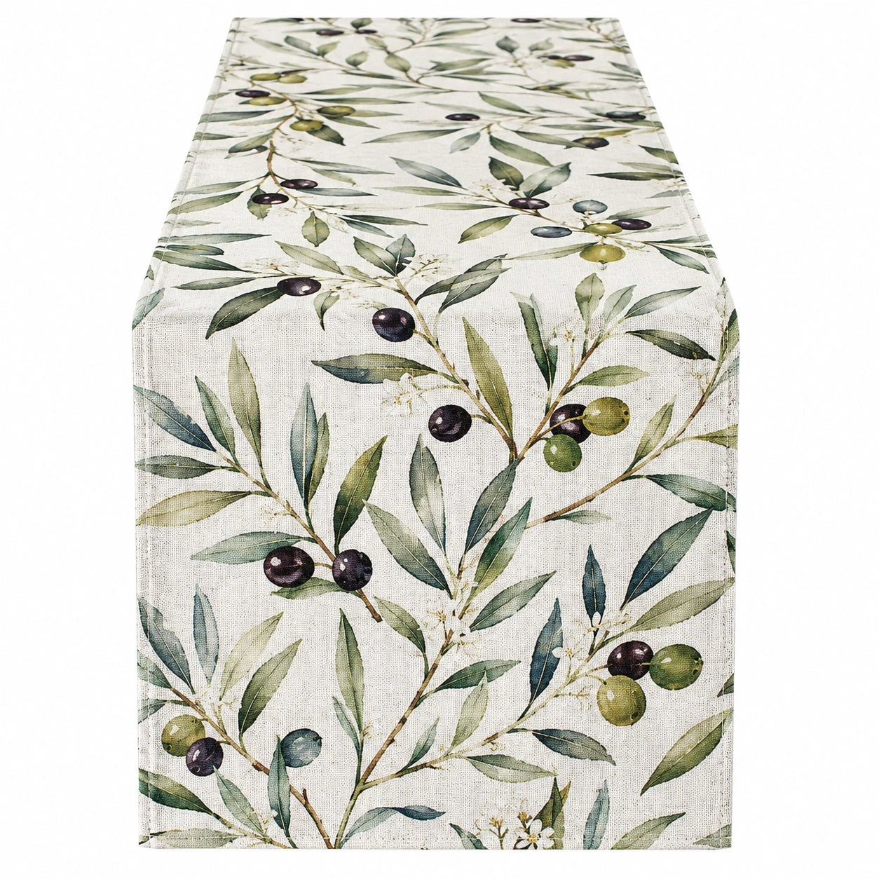 Chemin de Table Motif Feuilles d'Olivier 180x40cm