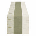 Chemin de table rayé vert olive et crème 35 cm