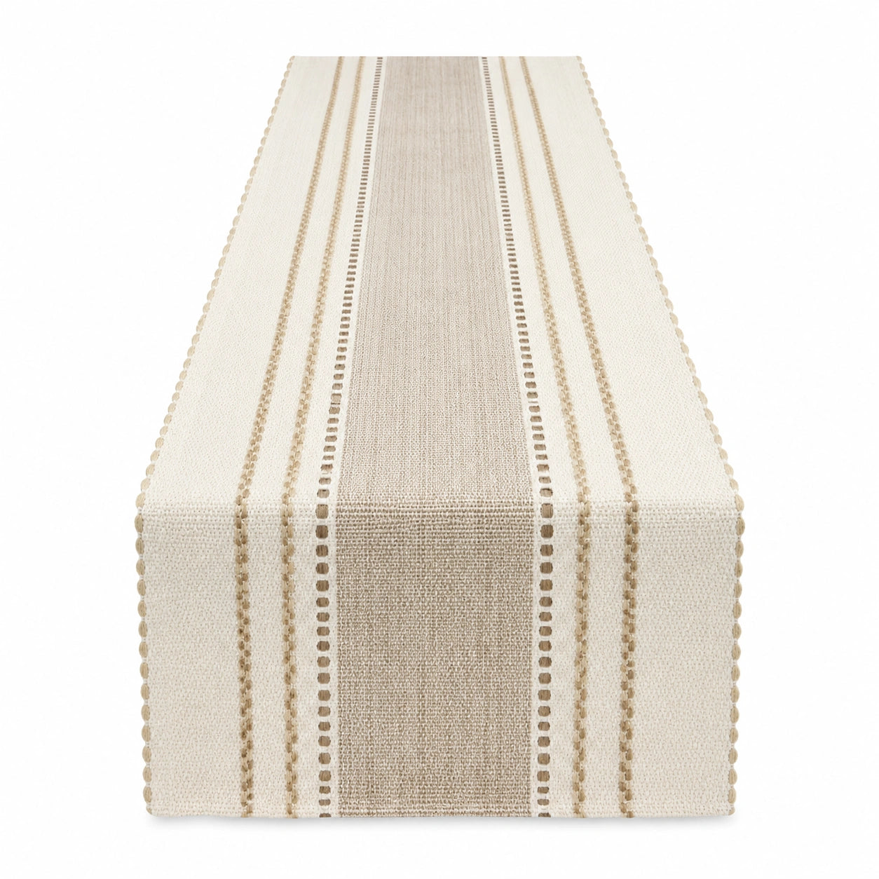 Chemin de Table en Coton à Rayures Beige