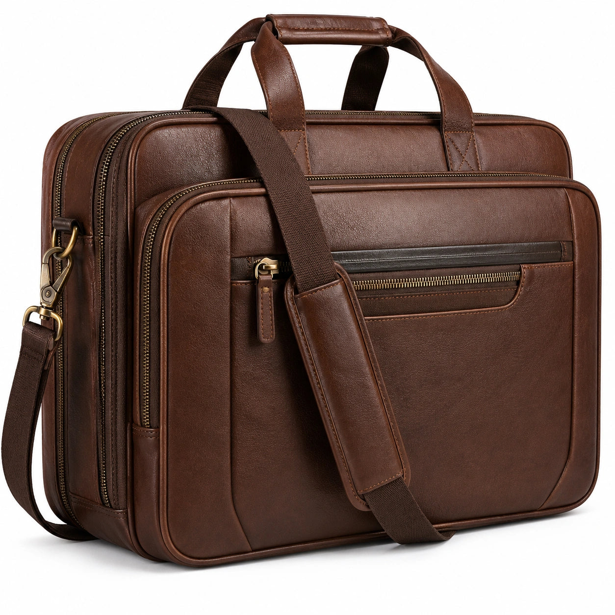 Mallette pour Ordinateur Portable en Marron avec Bandoulière Réglable