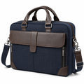 Sacoche pour Ordinateur Portable en Bleu Marine et Marron