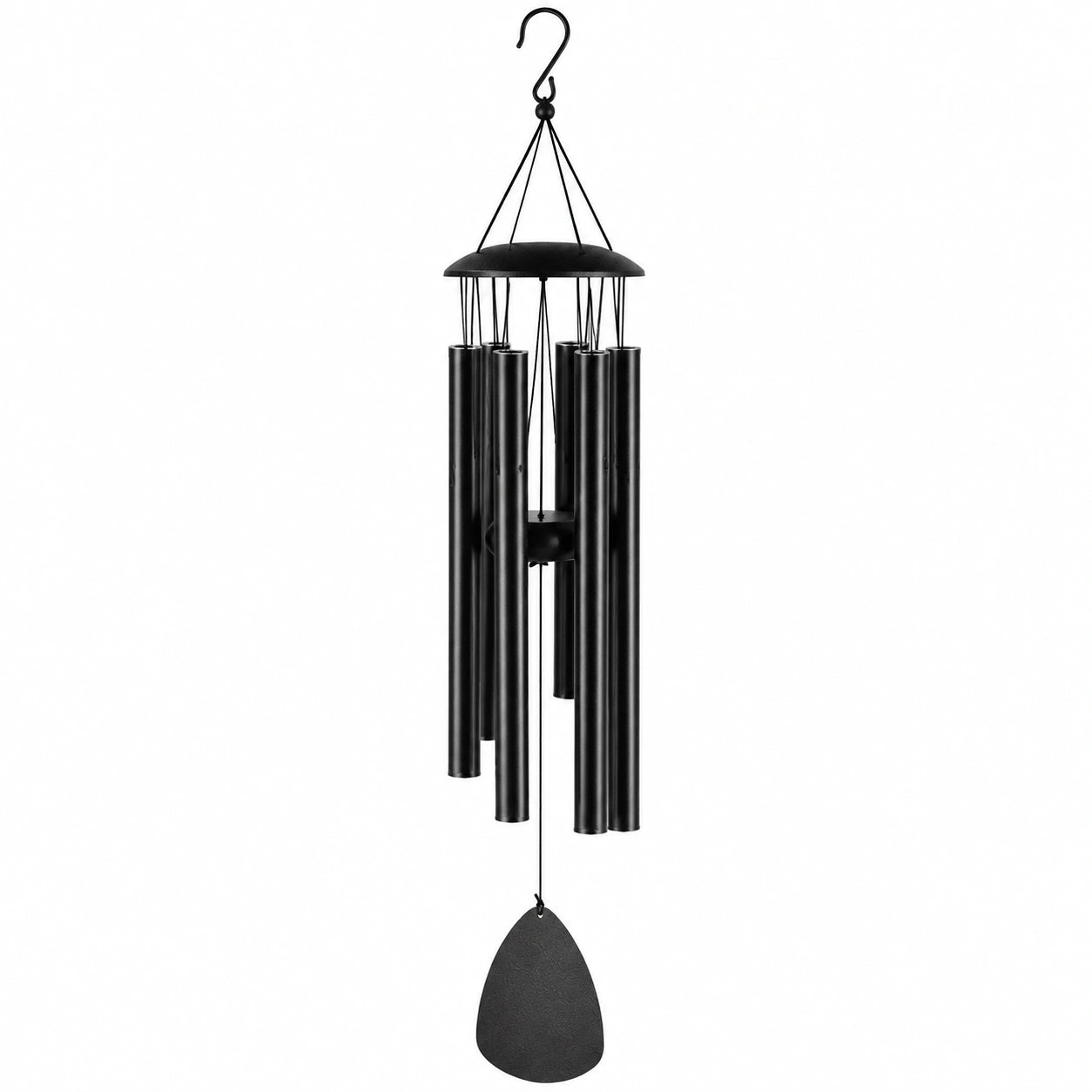 Campanello eolico in metallo nero per esterni 76 cm
