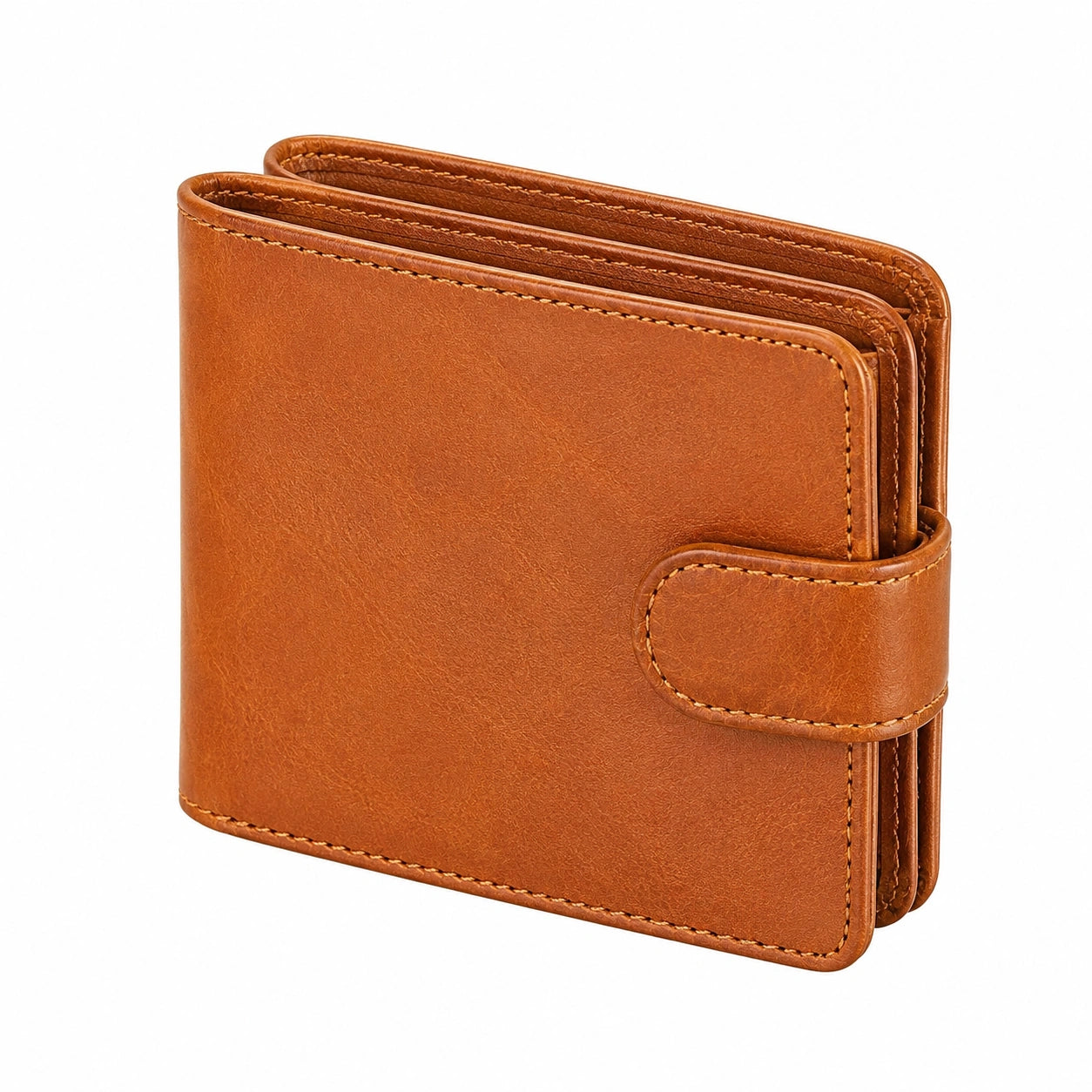 Portefeuille Classique pour Homme Brun avec Fermeture à Pression