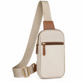Sac bandoulière moderne beige et marron avec fermeture éclair