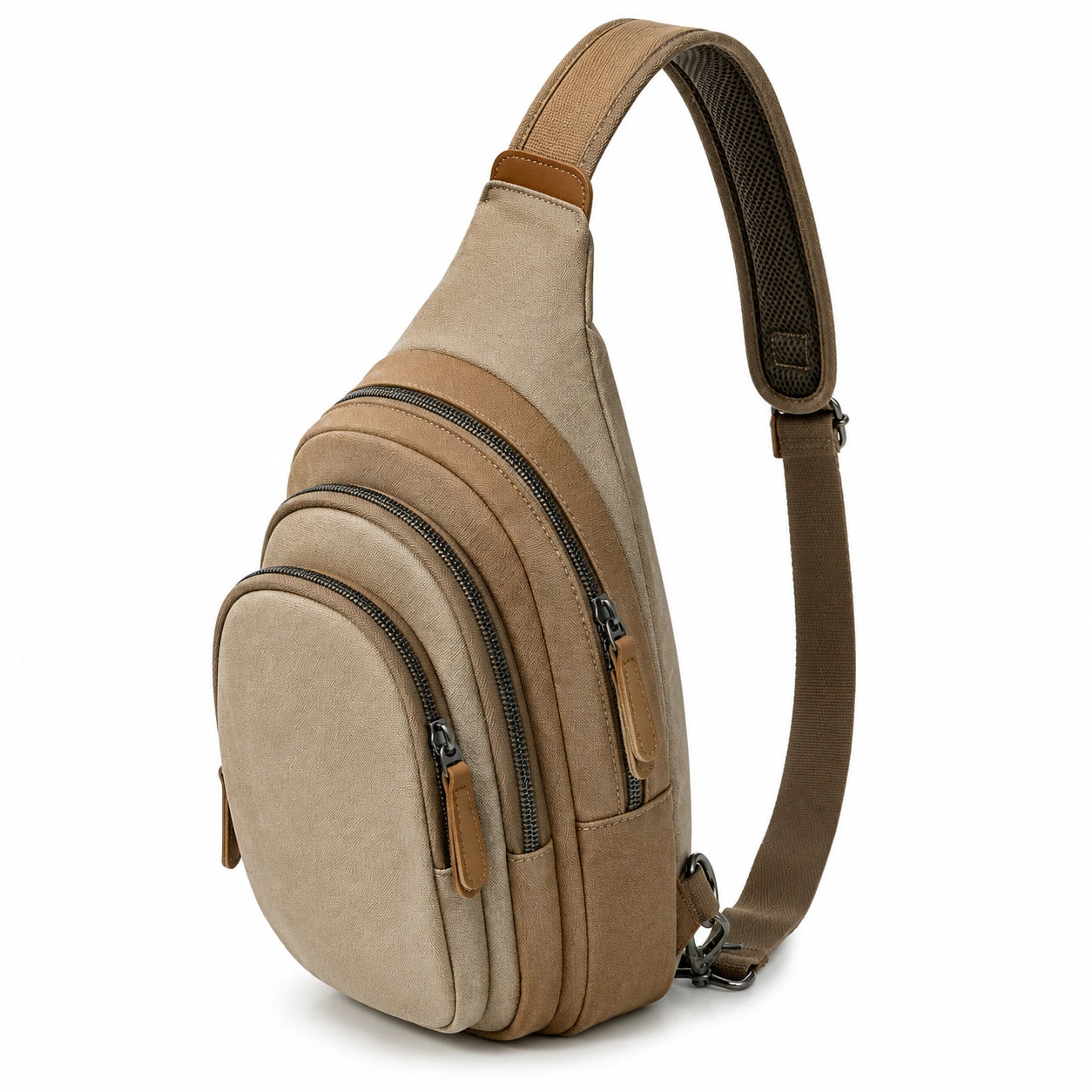 Sac à bandoulière beige avec poches multiples