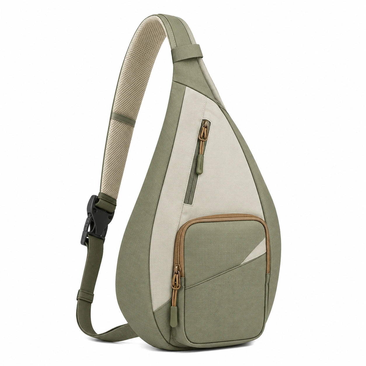Sac à bandoulière ergonomique unisexe vert et beige