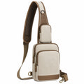Sacoche Bandoulière Verticale Beige et Marron - 6L