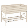 Fioriera Rialzata con Ripiano In Metallo Beige