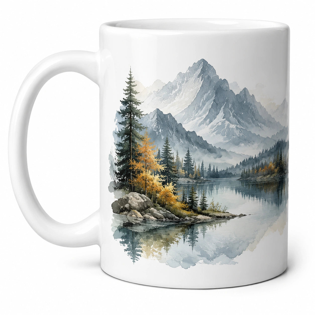 Tazza in Ceramica con Paesaggio Montano, 325ml