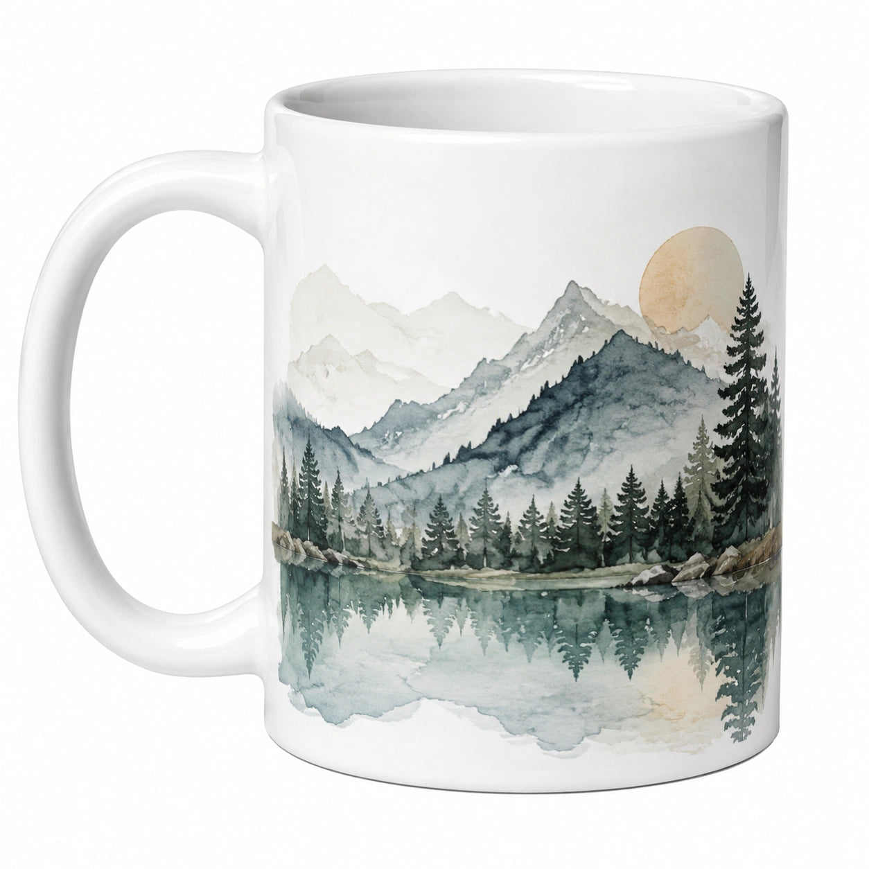 Tazza in Ceramica con Paesaggio Montano, 350 ml