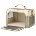 Sac de Transport pour Animaux Beige et Vert avec Aération Optimale