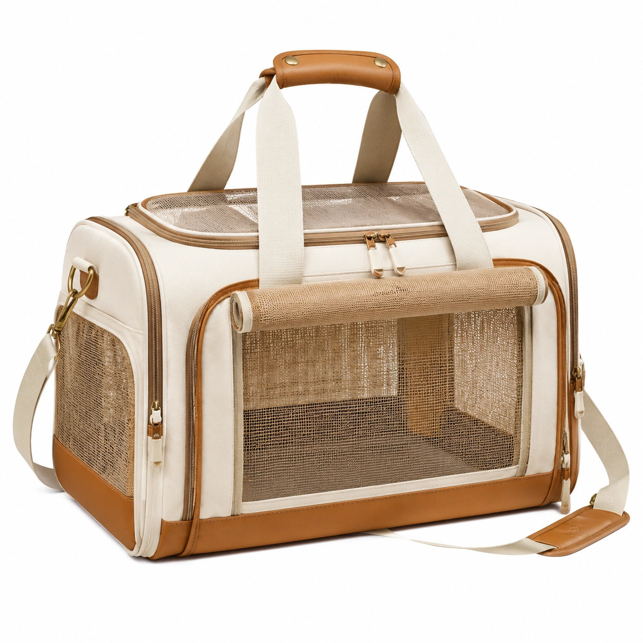 Sac de transport aéré pour animaux Beige et Marron